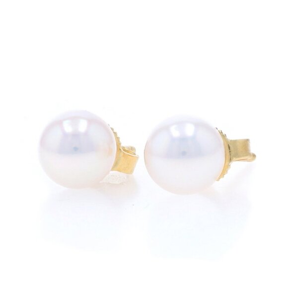 Mikimoto Akoya Pearl Stud Earrings - Yellow Gold 18k - Picture 2 of 5